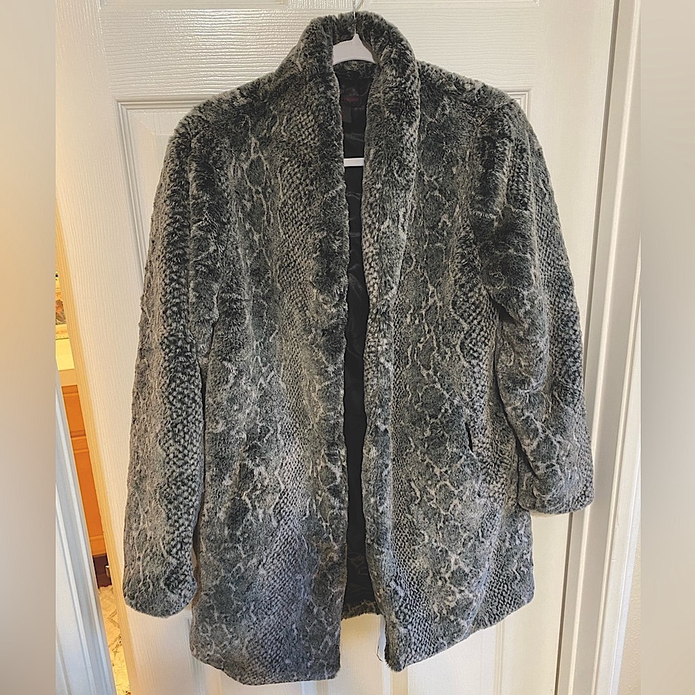 Christian Siriano Snakeprint Faux Fur Coat